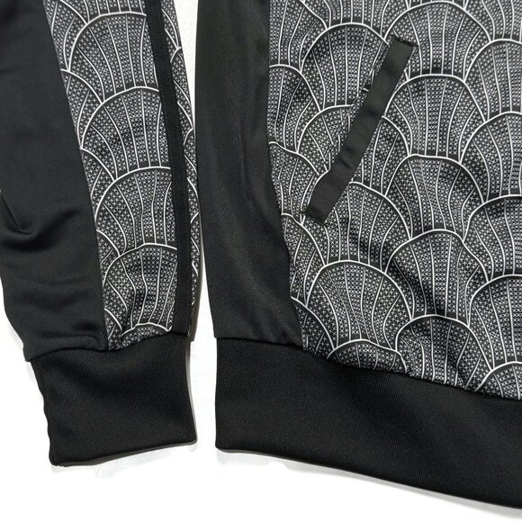 Adidas Track Jacket Womens XS Big Firebird Logo Black Shell Pattern Bomber Zip - Picture 3 of 9